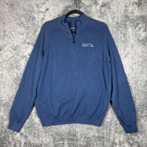 Mercer+Mettle Sweatshirt Mens M Blue 1/4 Zip Pullover Mock Neck Embroidered